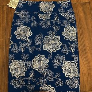 Blue and Silver Floral Pencil Skirt NWT